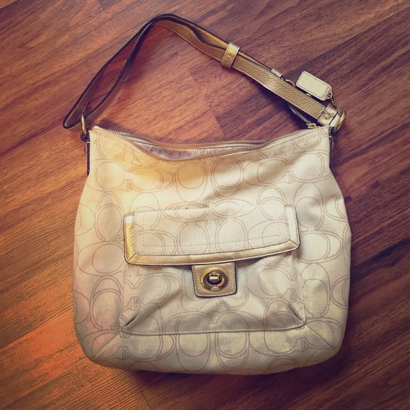 Authentic Coach Bag with Gold Accents