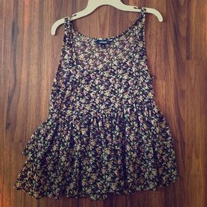 Express Floral Sheer Peplum Top