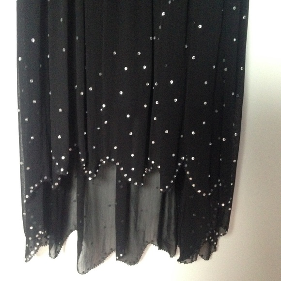 Black High-low chiffon, studded dress. - Picture 3 of 4