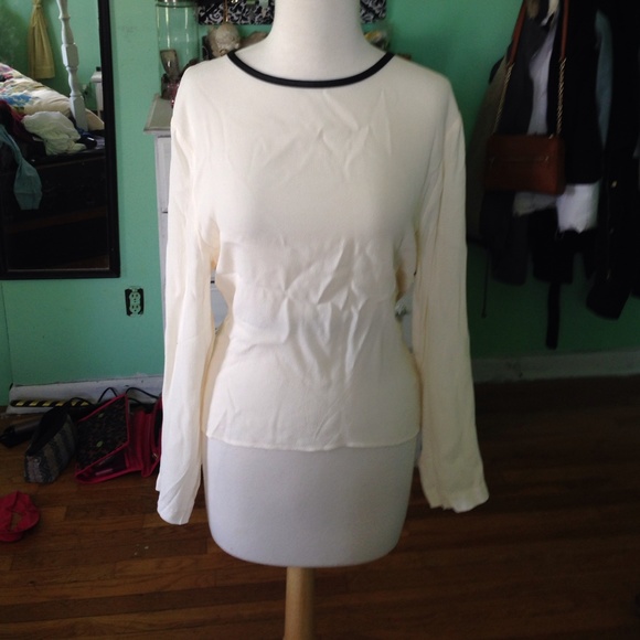Off white top with leather detail