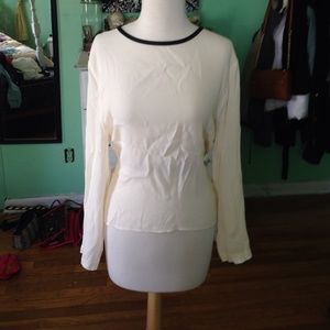 Off white top with leather detail