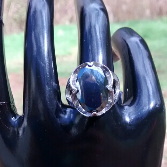 Real polished onyx sterling silver ring size 7
