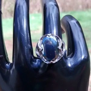 Real polished onyx sterling silver ring size 7