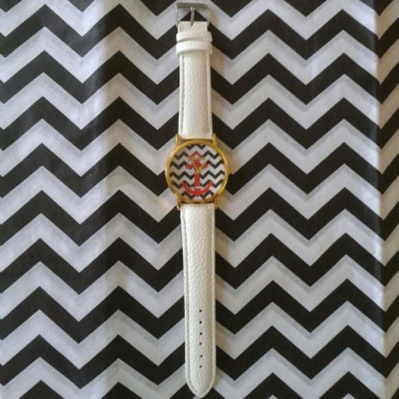 It's Here!! Anchor Chevron Watch In White - Picture 3 of 4