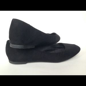 Black faux suede flats