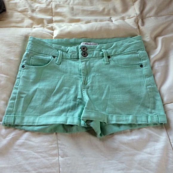 Mint green high waisted shorts