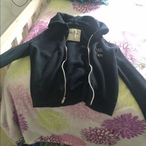 Black hollisterco zip hoodie