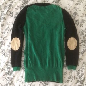 J. CREW BLACK & GREEN ELBOW PAD SWEATER