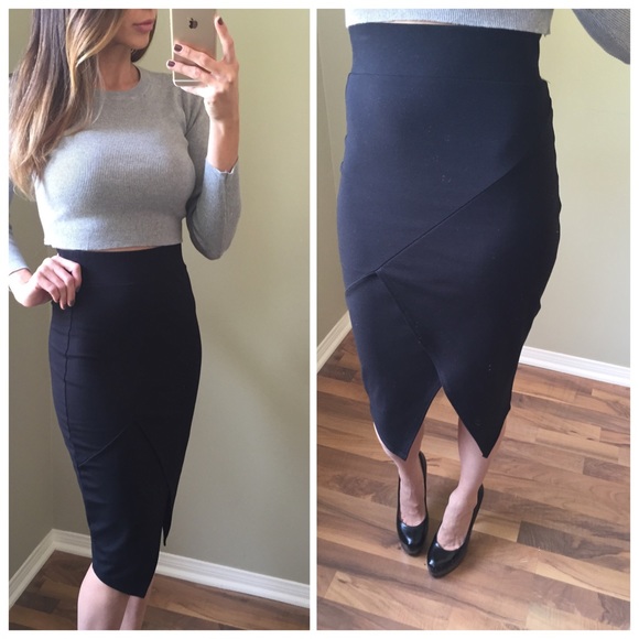 SOLD Black Pencil Skirt - Picture 2 of 4