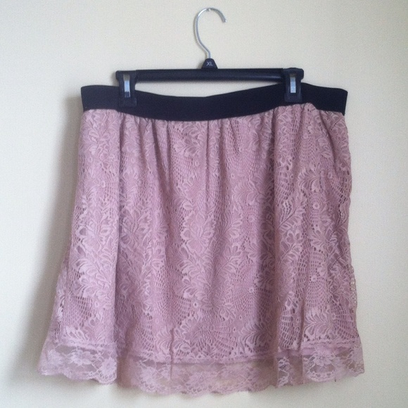 SOLD Dusty Rose Lace Overlay Skirt