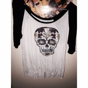 Sugar skull baseball tee