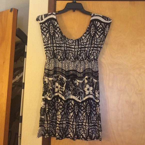 Cream and black baby doll dress