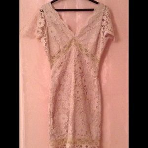 Arden B Nude Lace Dress midi-length bodycon