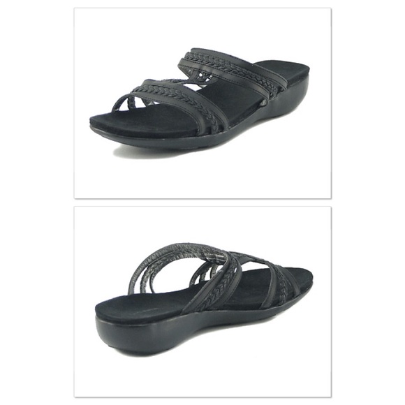NEW🎉CROFT & BARROW BLACK BRAID SLIDE SANDAL
