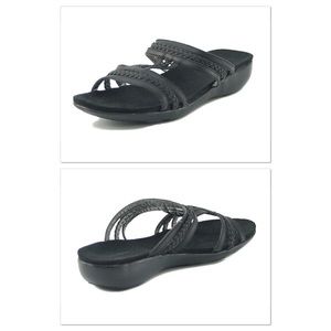 NEW🎉CROFT & BARROW BLACK BRAID SLIDE SANDAL