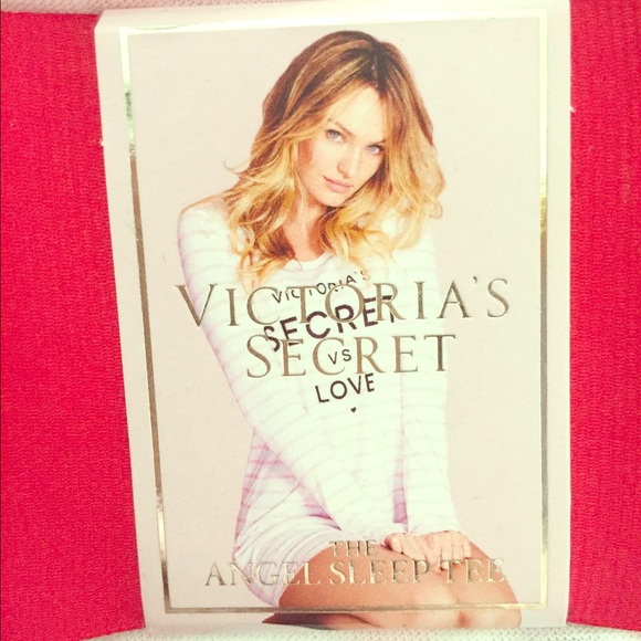 SOLD BUNDLED! VS stripe pink angel sleep tee.