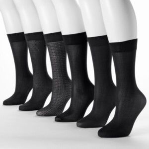 NEW🎉APT. 9 BLACK TROUSER SOCKS VARIETY 6 PAIRS