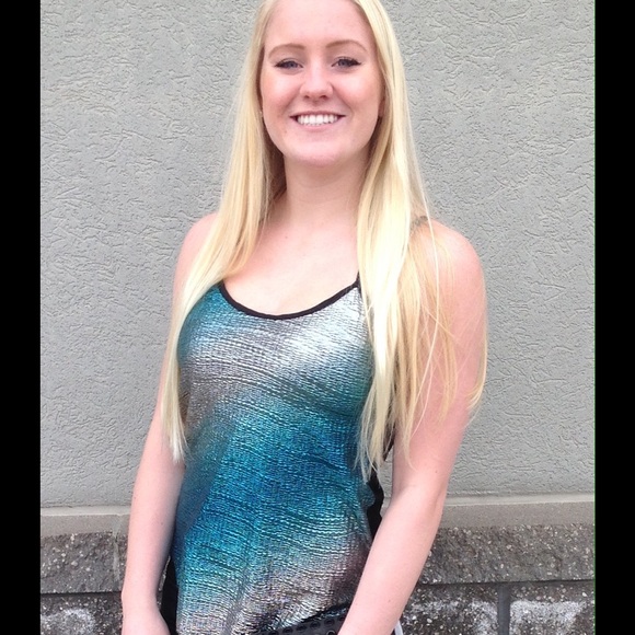 Blue and silver shimmer tank top.