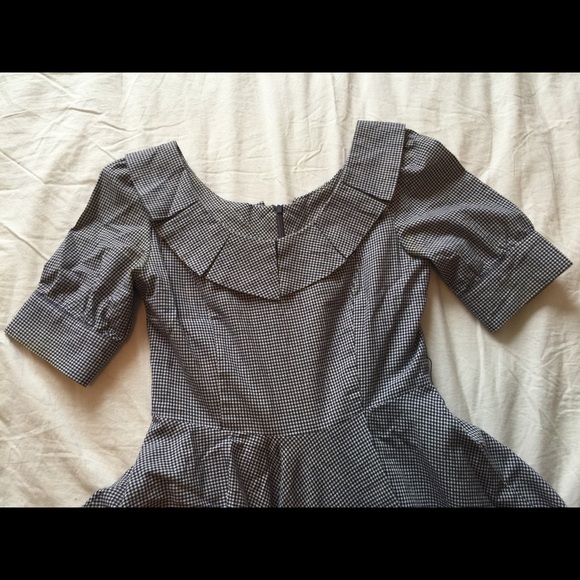 Navy/Purple Check Spring Dress - Picture 2 of 4