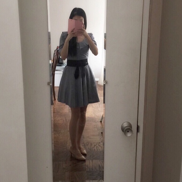 Navy/Purple Check Spring Dress - Picture 4 of 4