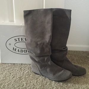 Steve Madden Gray leather Suede Tianna boots