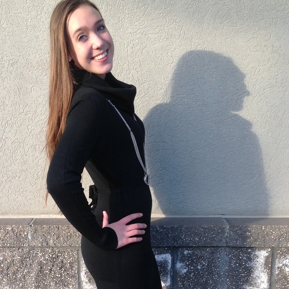 Black Cowel neck sweater dress