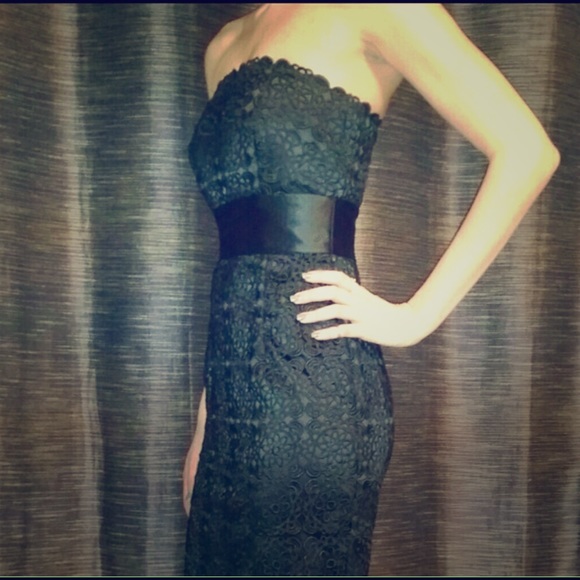 WHBM - Strapless Black Lace Cocktail Dress