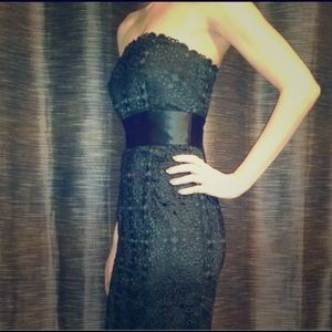 WHBM - Strapless Black Lace Cocktail Dress