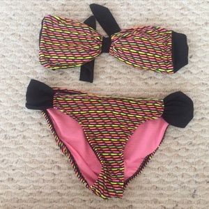 colorful strapless bathing suit