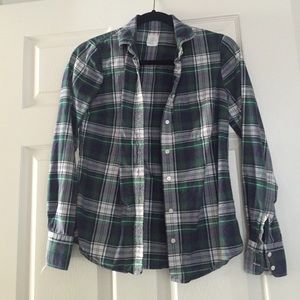 NWOT J. CREW shirt button down green plaid 00 XS