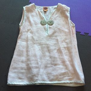 Long light pink linen top