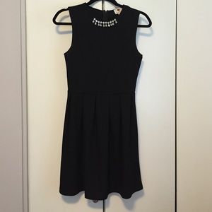 Black fit&flare dress with rhinestones