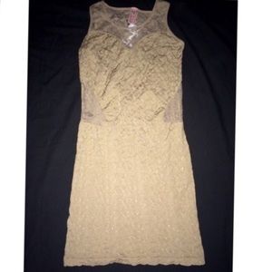 Beige lace all over dress