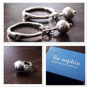 NEW🎉LIA SOPHIA PEARL RYNE RING & EARRINGS BUNDLE