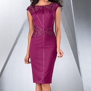 Lace detail seamed dress