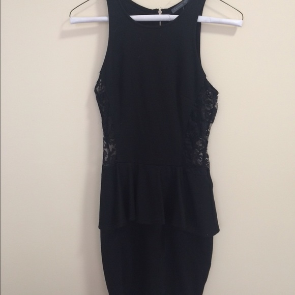 Black peplum lace dress