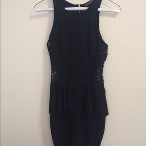Black peplum lace dress