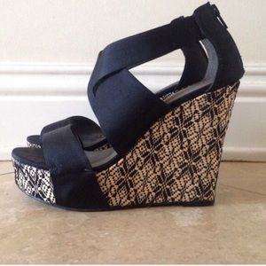 Black & Beige High Weel Wedges !!