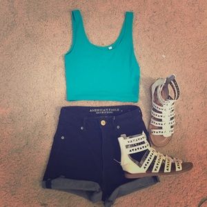 teal crop top