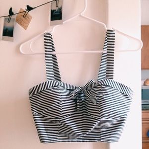 RESERVED White and Navy Striped Bra Top