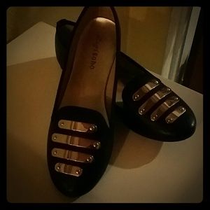 BLACK flats with gold