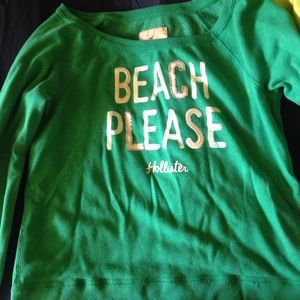 Green Hollister "beach please" comfy sweater