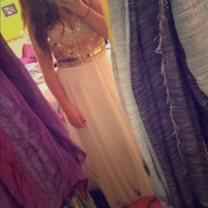 Gold And White Prom Dress