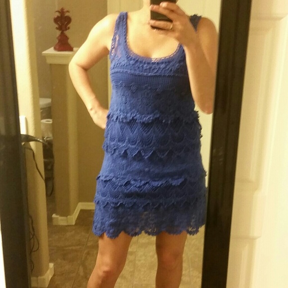 Royal blue crochet dress