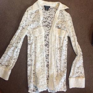 Lace button up