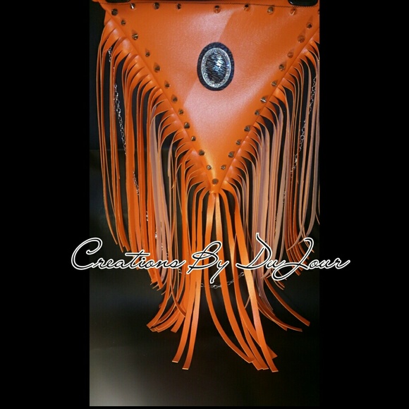 Triangle Orange Fringe Purse - Picture 1 of 1