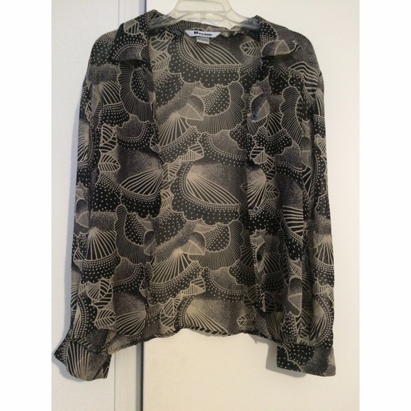 Cream/Black Intricate Blouse - Picture 2 of 3