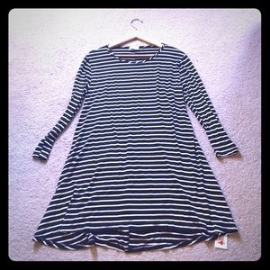Striped a-line cotton/spandex dress. Brand new!