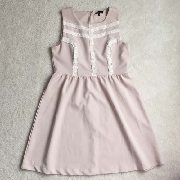 Beige Lace A-Line Dress