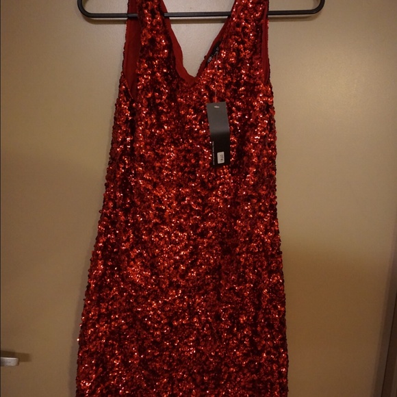 Red sequin party dress